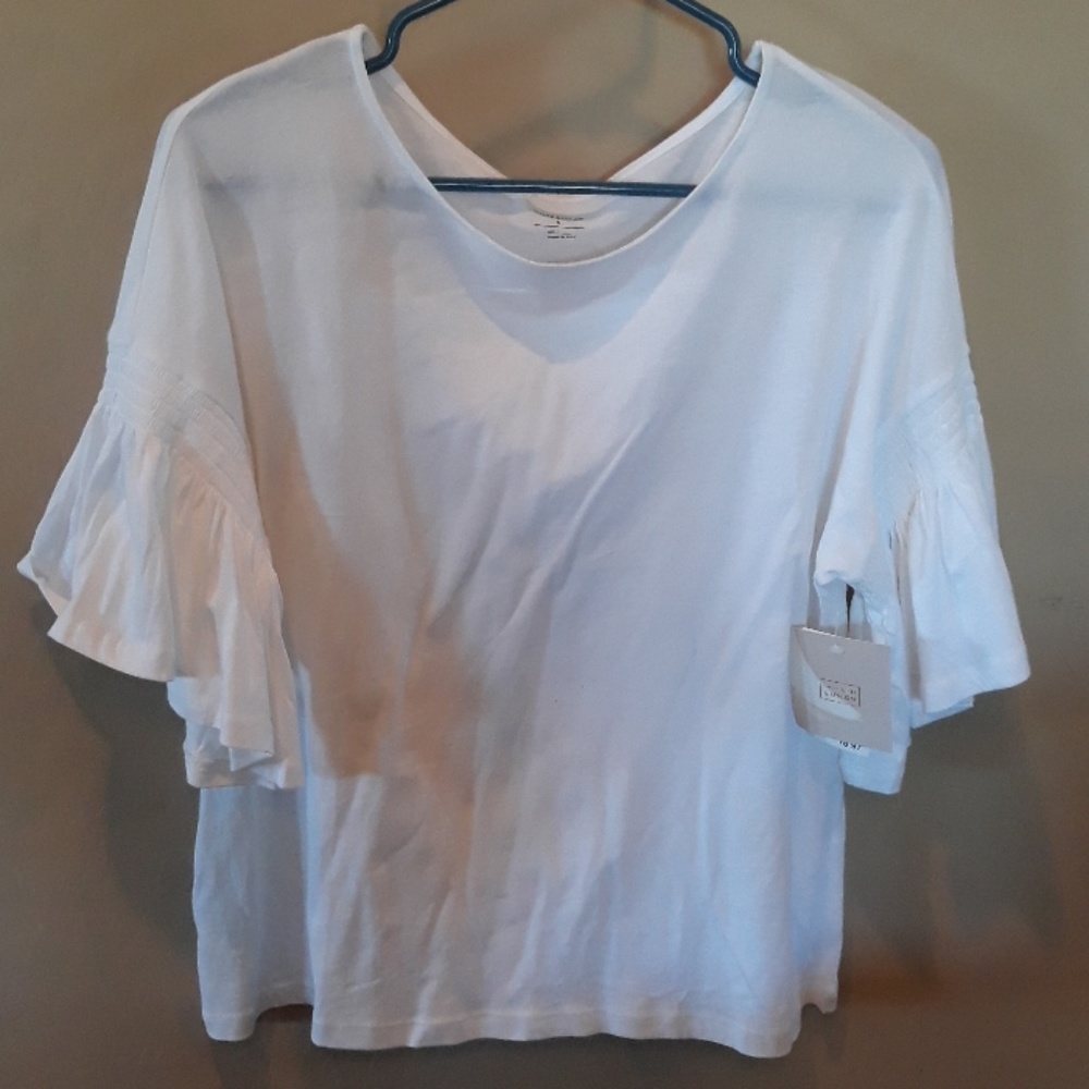 White Top with Flutter Sleeves